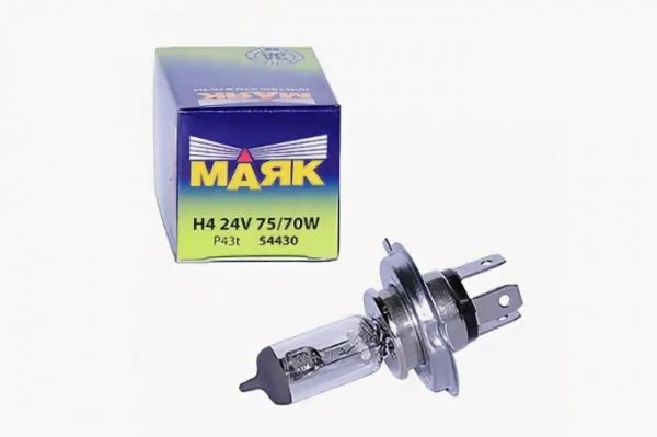Лампа фары гал. H4 24В 75/70 Вт (Маяк) /54430/