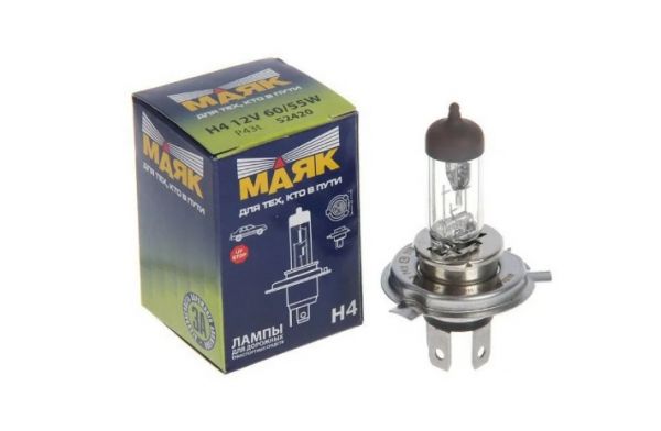 Лампа фары гал. H4 12В 60/55 Вт (Маяк) /52420/