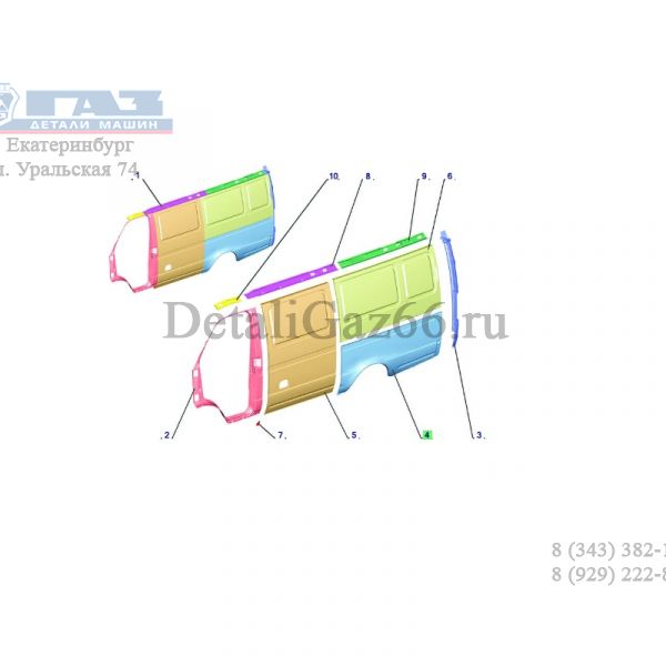 Панель боковины ГАЗель-2705 зад. лев. ниж. (ПАО "ГАЗ" Оригинал) /2705-5401361/