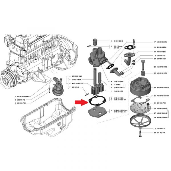 Прокладка масл. насоса дв. УМЗ (АО "Ульяновский моторный завод"  УМЗ) /451М-1011065/