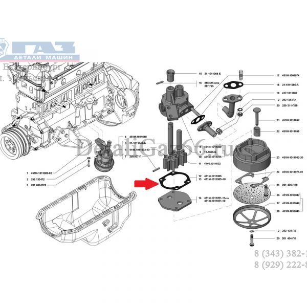 Прокладка масл. насоса дв. УМЗ (АО "Ульяновский моторный завод"  УМЗ) /451М-1011065/