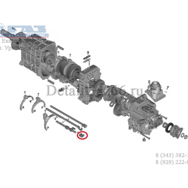 Головка штока 5 передачи и зад. хода КПП ГАЗель NEXT (ООО "НИЖЕГОРОДСКИЕ МОТОРЫ" ГАЗ Оригинал) /A21R22-1702054/