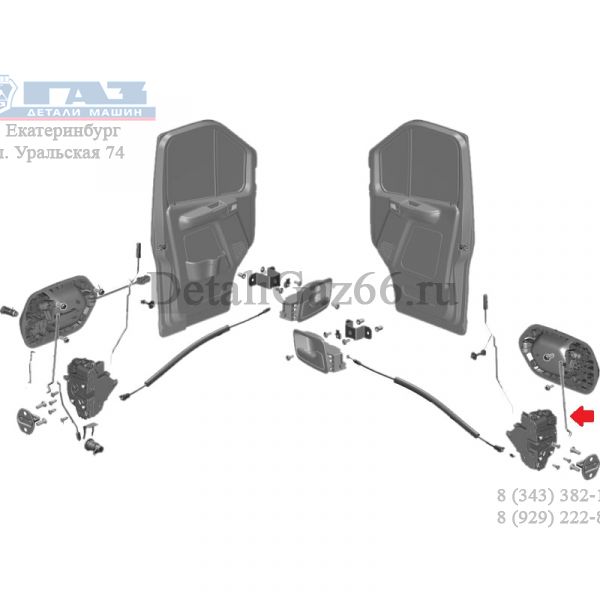 Тяга наружной ручки ГАЗель NEXT прав. (ПАО "ГАЗ" Оригинал) /А21R23-6105248/