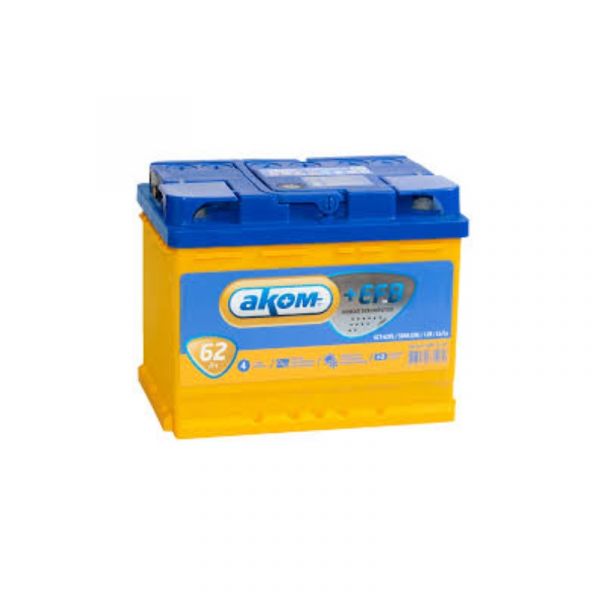 АКБ АКОМ 62 А/ч, 600A, о/п, 12 В (242 х175 х190) /62е600aefb/