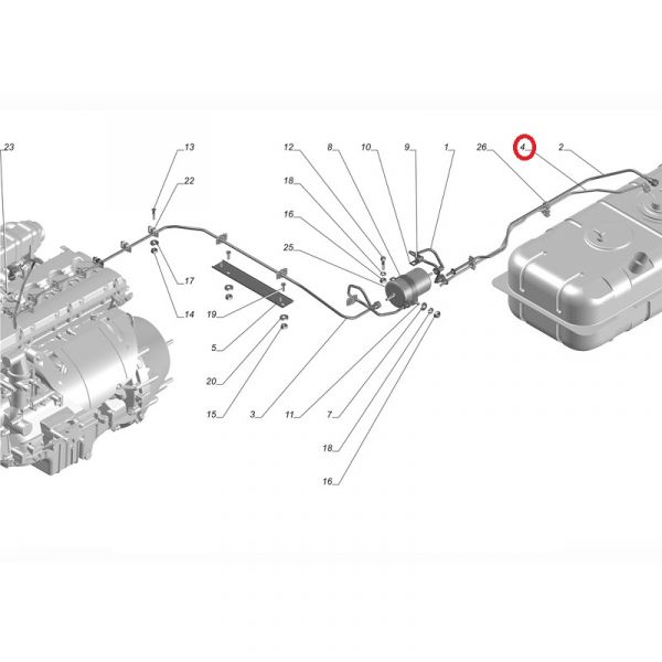 Трубка топливная сливная в бак Соболь дв. 405.24, 4216, Крайслер (ТИССАН ООО  ГАЗ Оригинал) /2217-1104152-30/