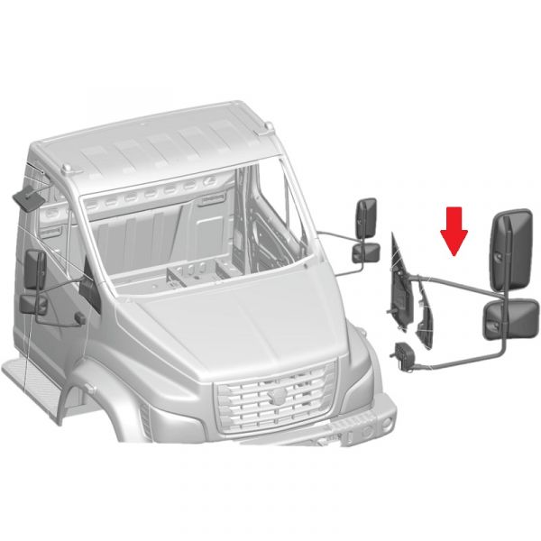Зеркало ГАЗон NEXT наружное левое в сб. (пневмоподвеска) (ООО ЦТР "Тимер" ГАЗ Оригинал) /C41RB3.8201021-10/