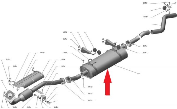 Глушитель ГАЗель бизнес дв. УМЗ-А274 Evotech ЕВРО-4 (ООО "Бозал-ГАЗ") /3302-1201008-60/