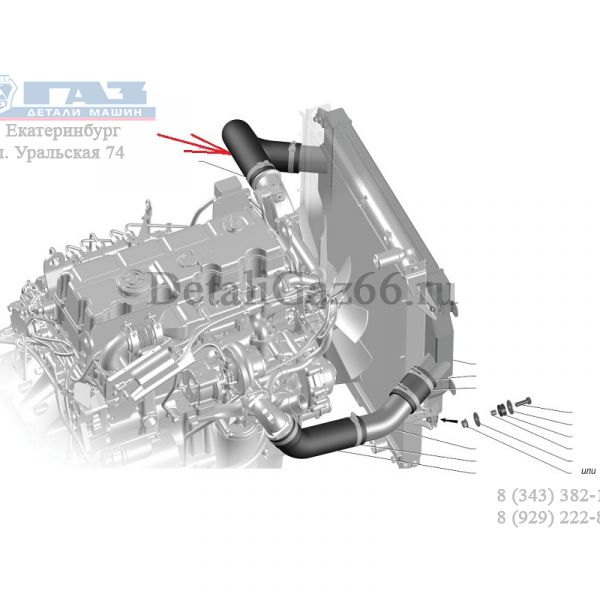 Шланг охладителя наддува ГАЗон NEXT-С41RВ3 (силикон) (ДАРВИН ПЛЮС, г. Москва ГАЗ Оригинал) /C41RB3-1172114/