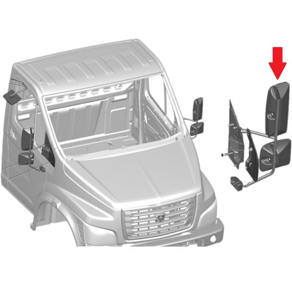 Зеркало ГАЗон NEXT наружное левое в сб. стандарт с обогревом (ЦТР "Тимер"  ГАЗ) /С41R11.8201021-10/