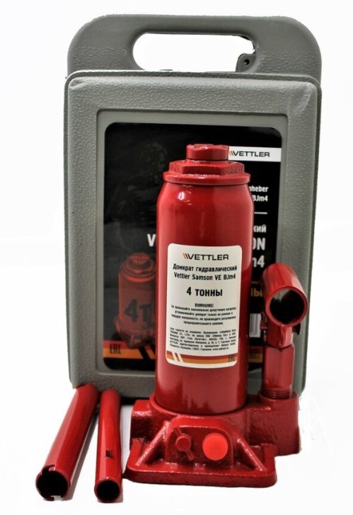 Домкрат бутылочный 4 т (158x308) в кейсе (Vettler) /VEBJm4/