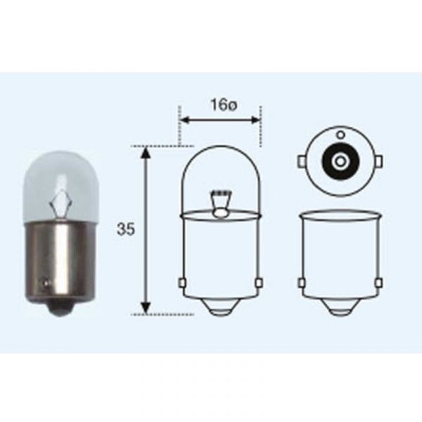 Лампа 24В 5 Вт (VETTLER) /T16 24V 5W BA15S/