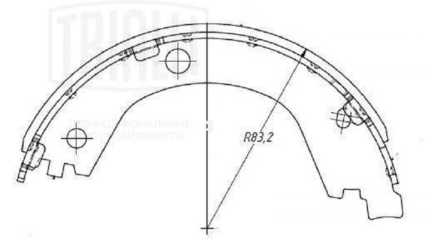 Колодка ручного тормоза ГАЗель NEXT (4,6 т.) (к-т) (TRIALLI) /GF4406/