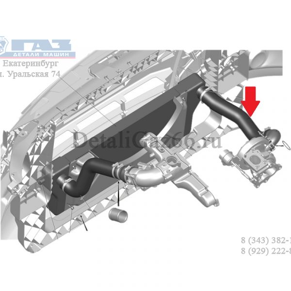 Шланг охлад. наддув. воздуха дв. Cummins ISF 2.8L ГАЗель NEXT (прав.) (ДАРВИН ПЛЮС, г. Москва  ГАЗ) /А22R22-1172113/