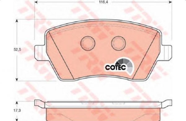 Колодки торм. перед. ВАЗ-Largus дв. 16 кл. (к-т 4 шт) (TRW) /GDB3332/