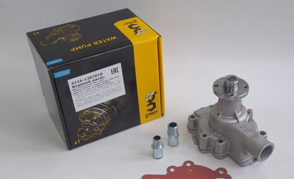 Помпа дв. УМЗ-4216, А274 ЕВРО-4 ГАЗель (2 толстых штуцера) (HEBEI LONGSHENGTENGYU PUMP INDUSTRY CO,LTD g-PART) /4216-1307010/