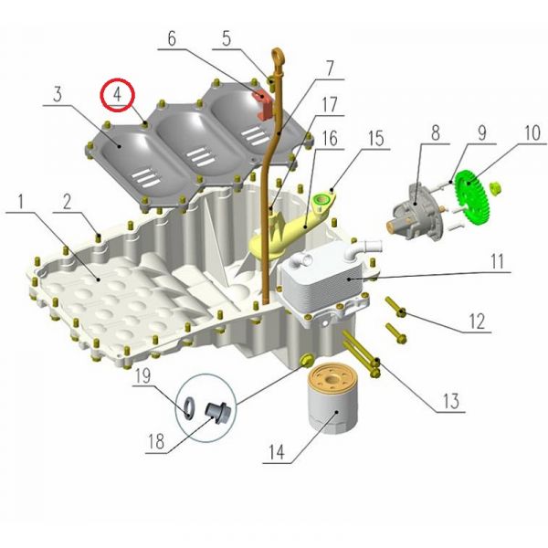 Болт маслоотражателя к блоку цилиндров дв. серии "G" (REG Auto (Shanghai) Industry Ltd  Foton) /РМ40005376/