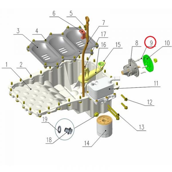 Болт масляного насоса в сборе к блоку цилиндров дв. серии "G" (Foton ГАЗ Оригинал) /.РМ40005138/