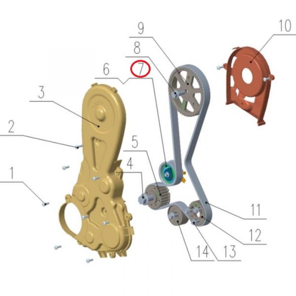 Болт натяжного ролика ремня ГРМ дв. серии "G" (Foton ГАЗ Оригинал) /.РМ40005001/