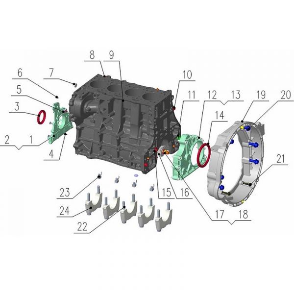 Болт теплообменика,заднего сальника дв. серии "G" (Foton ГАЗ Оригинал) /.РМ40005524/
