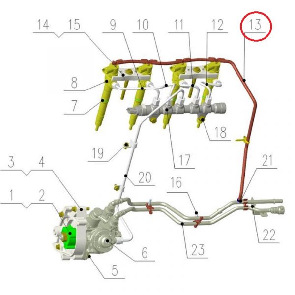 Трубка топливная обратки дв. серии "G" (Foton ГАЗ Оригинал) /.РМ40004407/
