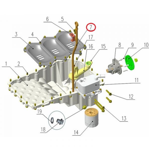 Щуп уровня масла в сборе дв. серии "G" (Foton ГАЗ Оригинал) /.РМ40004281/