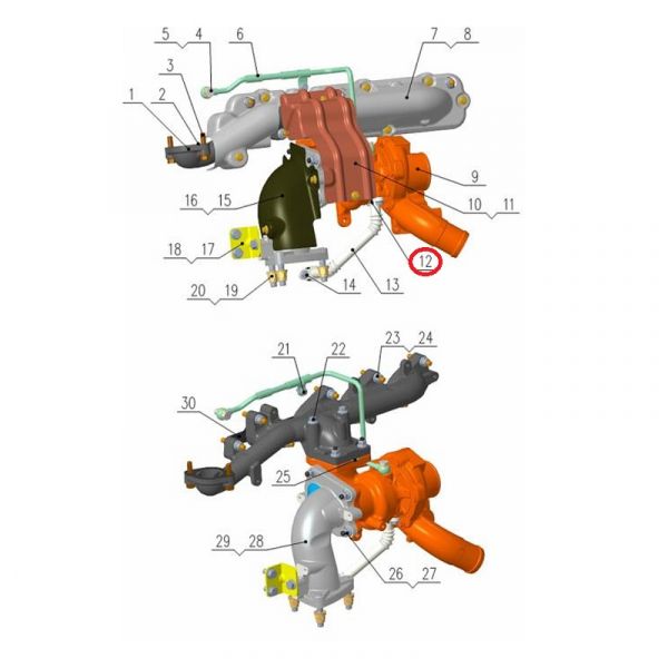 Прокладка трубки слива масла с турбины дв. серии "G" (Foton ГАЗ Оригинал) /.РV10002375/