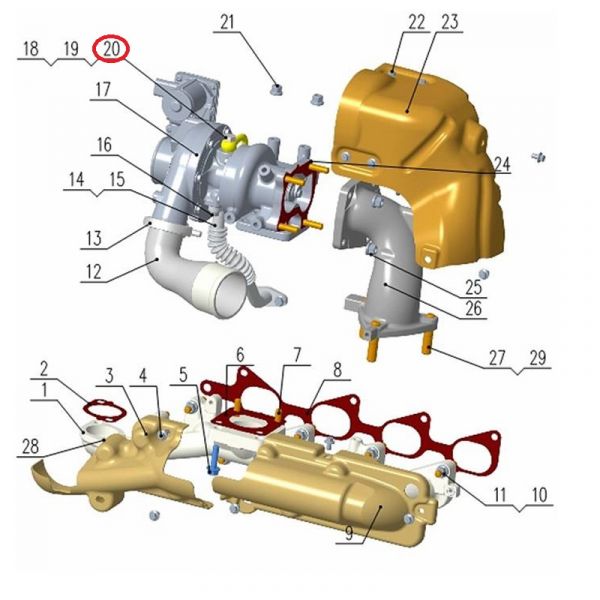 Шайба медная трубки подачи масла к ТКР дв. серии "G" (Foton ГАЗ Оригинал) /.РМ40007686/