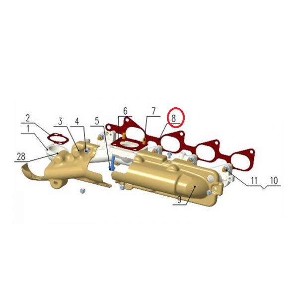 Прокладка коллектора выпускного дв. серии "G" (Foton ГАЗ Оригинал) /.РМ40004199/