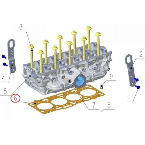 Прокладка ГБЦ дв. серии "G" (без отверствий 0.95 - 1.05) (Foton ГАЗ Оригинал) /.PM40004169-A/