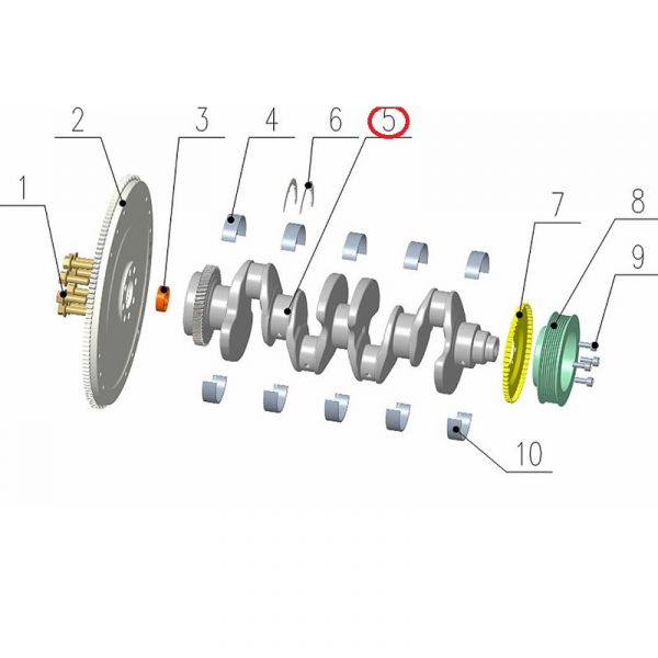 Вал коленчатый дв. серии "G" в сб. с шестерней (Foton ГАЗ Оригинал) /.РМ40004643/