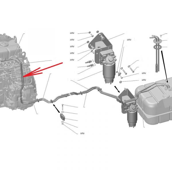 Трубка топливная сливная от ДВС ГАЗон NEXT ЕВРО-5 (СУМИРИКО АУТОМОТИВ ХОУЗ РУС) /С41R13.1104188-10/