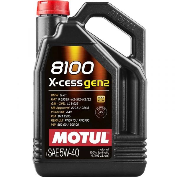 Масло моторное "MOTUL" 8100 X-cess GEN2 5W40 A3/B4 SN/CF (4 л) синт. /109775/
