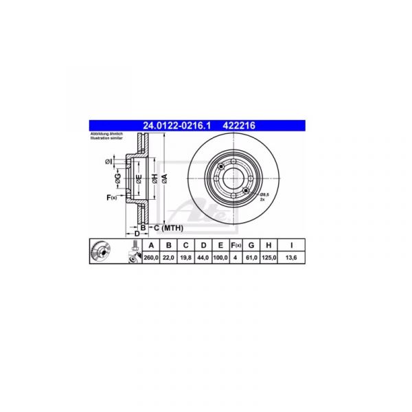 Диск тормозной ВАЗ-Vesta перед. (Ate) /24012202161/