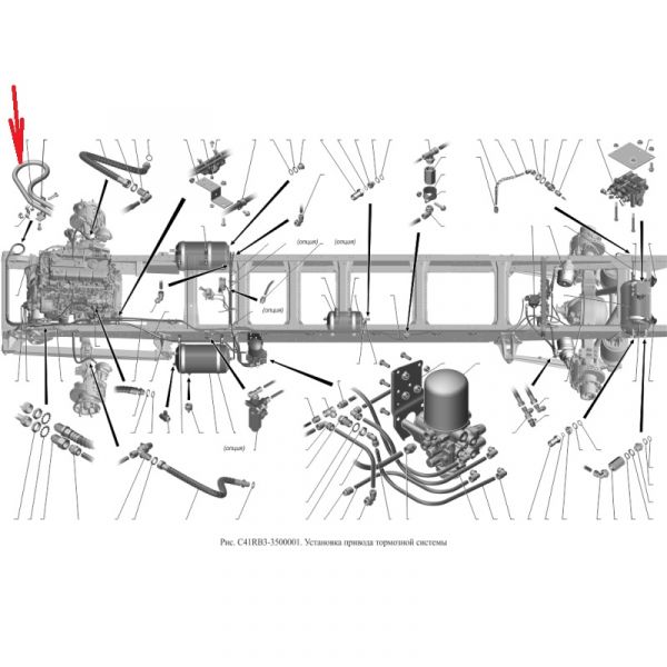 Трубка от компрессора к муфте ГАЗон NEXT (10 т.) ("Гидравлика"  ГАЗ)  /C41RB3-3506196/