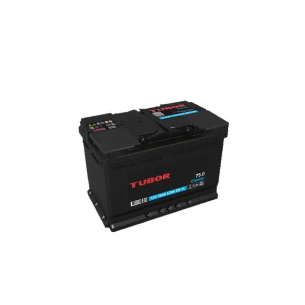 АКБ TUBOR 75 А/ч, 620A, о/п, 12 В (278 х175 х190) /6CT750VL/