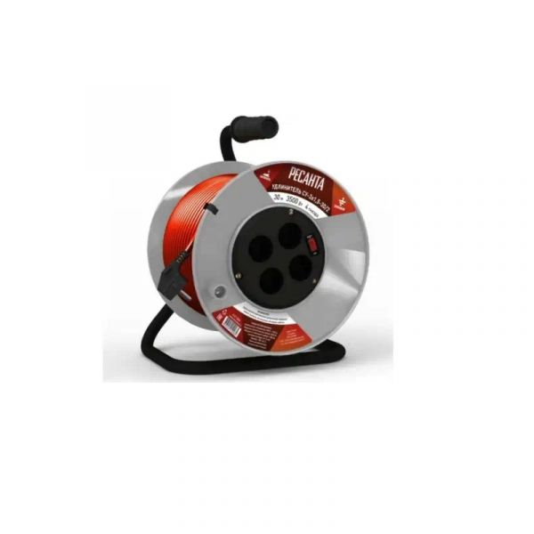 Удлинитель силовой на катушке, СУ-3х1,5-30/2 (выключатель, 4 розетки) (Ресанта) /СУ3Х15302/