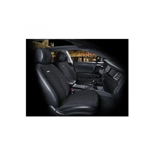 Накидка на сиденье CarFashion Palermo передняя полиэстер/экокожа 2 шт. черная (CARFASHION) /21750/