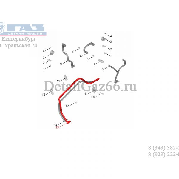 Трубка топливная подводящая от фильтра к ТНВД ЯМЗ-53445 (тнвд ЯЗДА) (ПАО "Автодизель"(ЯМЗ)) /53443.1104426/