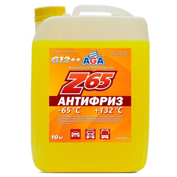 Антифриз "AGA" Z65 G12++ -65 С желтый 10 кг /aga044z/