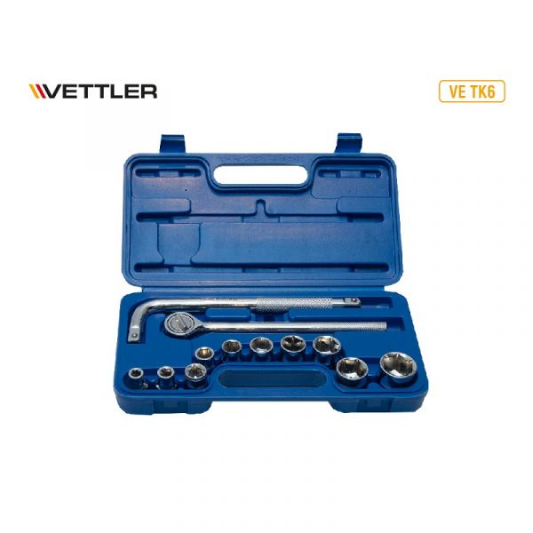 Набор головок 1/2" DR 6-ти гран 8-27мм на планке 12предм. (VETTLER) /VETK6/