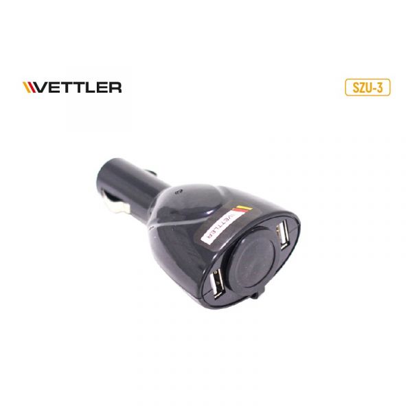 Прикуриватель-разветвитель (1 гнездо+ 2 USB)  (VETTLER) /SZU-3/