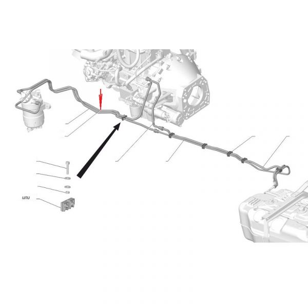 Трубка топливная подачи от фильтра к ДВС дв. серии "G" (ООО ТИССАН ГАЗ Оригинал) /А32R32.1104130/