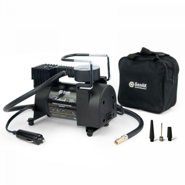 Компрессор 42 л/мин 10 Атм 12V Новичок-20 в сумке, 3 адаптера (БелАк) /бак99150/