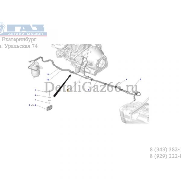 Трубка топливная сливная от двигателя дв. серии "G"  (ТИССАН ООО ГАЗ Оригинал) /А32R32.1104100/