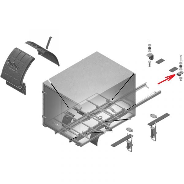 Угольник платформы ГАЗель, ГАЗель NEXT, ГАЗон NEXT на раме правый (ПАО "ГАЗ") /4301-8500028/