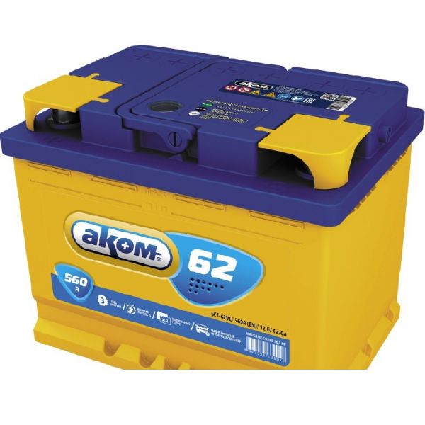 АКБ АКОМ 62 А/ч, 560A, п/п, 12 В (242 х175 х190) /4607034730031/