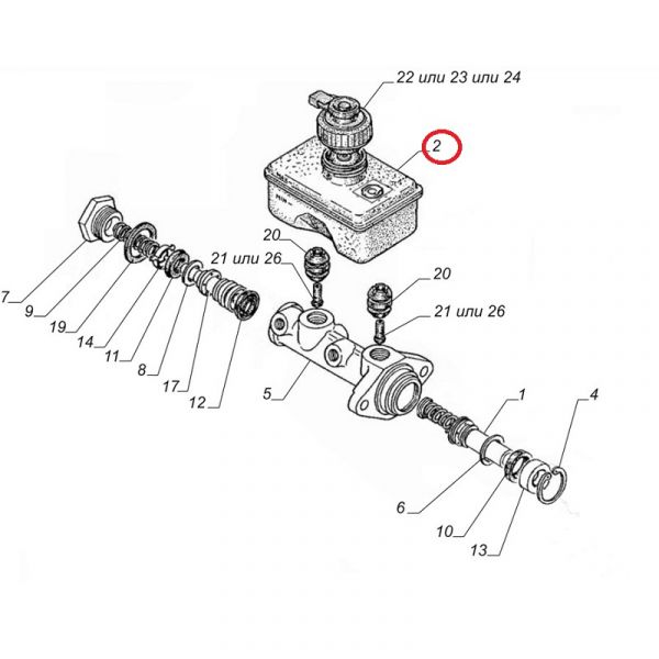 Бачок главного цилиндра тормозов Волга, ГАЗель, Соболь (ООО "Дзержинская Производственная Компания"  ГАЗ Оригинал) /31029-3505100/
