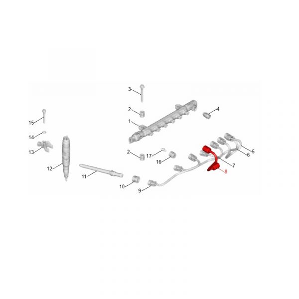 Трубка топливная выс. давления от ТНВД к рампе дв. ЯМЗ-53445 (ПАО "Автодизель"(ЯМЗ)) /53445.1112407-20/