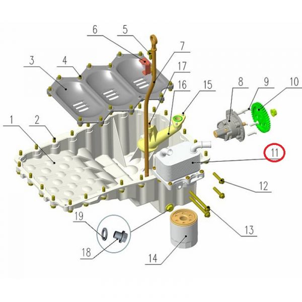 Теплообменник в сборе дв. серии "G" (Foton ГАЗ Оригинал) /.PSH0009140/