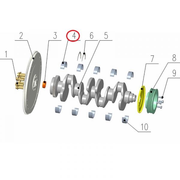 Вкладыш коренной верхний дв. серии "G" (голубой 2.482 - 2.487) (Foton ГАЗ Оригинал) /.PM40004147-1/